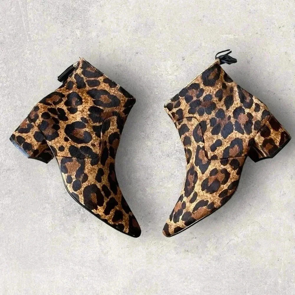 KARL LAGERFELD Women's Brown Maude Leopard Haircalf Bootie size 8.5 - Picture 1 of 8